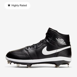 Nike Air Jordan 1 Retro Men's Metal Baseball Cleats Black White - size 11